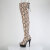 Pleaser DELIGHT-3008SP-BT Platform Overknee Boots Snake Print Brown EU-36 / US-6
