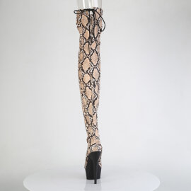 Pleaser DELIGHT-3008SP-BT Platform Overknee Boots Snake Print Brown EU-39 / US-9