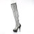 Pleaser DELIGHT-3009 Platform Overknee Boots Faux Leather Rhinestones Mesh Black EU-35 / US-5