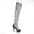 Pleaser DELIGHT-3009 Platform Overknee Boots Faux Leather Rhinestones Mesh Black EU-35 / US-5