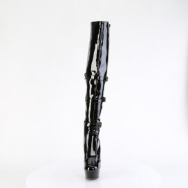 Pleaser DELIGHT-3018 Platform Overknee Boots Patent Black...