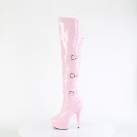 Pleaser DELIGHT-3018 Platform Overknee Boots Patent Pink EU-35 / US-5
