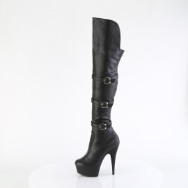 Pleaser DELIGHT-3018 Platform Overknee Boots Faux Leather Black EU-36 / US-6
