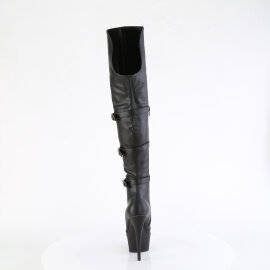 Pleaser DELIGHT-3018 Platform Overknee Boots Faux Leather Black EU-36 / US-6