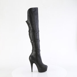 Pleaser DELIGHT-3018 Platform Overknee Boots Faux Leather Black EU-36 / US-6