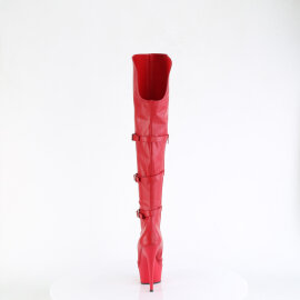 Pleaser DELIGHT-3018 Platform Overknee Boots Faux Leather Red EU-35 / US-5