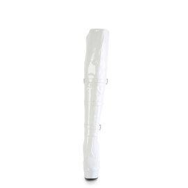 Pleaser DELIGHT-3018 Platform Overknee Boots Patent White...