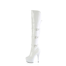 Pleaser DELIGHT-3018 Platform Overknee Boots Patent White EU-37 / US-7
