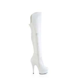 Pleaser DELIGHT-3018 Platform Overknee Boots Faux Leather White EU-37 / US-7