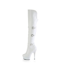 Pleaser DELIGHT-3018 Platform Overknee Boots Faux Leather White EU-38 / US-8