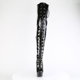 Pleaser DELIGHT-3022 Platform Overknee Boots Patent Black...