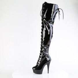 Pleaser DELIGHT-3022 Platform Overknee Boots Patent Black EU-35 / US-5