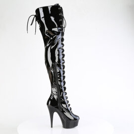 Pleaser DELIGHT-3022 Platform Overknee Boots Patent Black EU-35 / US-5