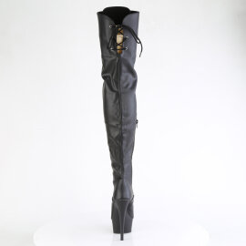 Pleaser DELIGHT-3022 Platform Overknee Boots Faux Leather Black EU-36 / US-6