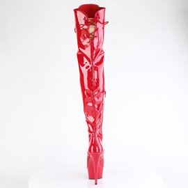 Pleaser DELIGHT-3022 Platform Overknee Boots Patent Red EU-35 / US-5