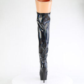 Pleaser DELIGHT-3029 Platform Overknee Boots Patent Hologram Black EU-36 / US-6