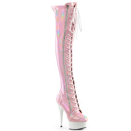 Pleaser DELIGHT-3029 Platform Overknee Boots Patent Pink...
