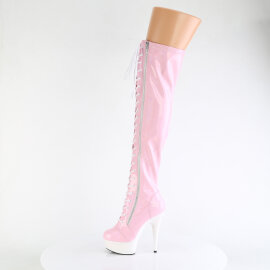 Pleaser DELIGHT-3029 Platform Overknee Boots Patent Pink EU-38 / US-8
