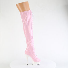 Pleaser DELIGHT-3029 Platform Overknee Boots Patent Pink EU-38 / US-8