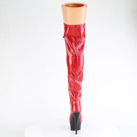 Pleaser DELIGHT-3029 Platform Overknee Boots Patent Hologram Red EU-35 / US-5