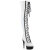 Pleaser DELIGHT-3029 Platform Overknee Boots Patent Hologram White EU-35 / US-5
