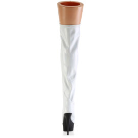 Pleaser DELIGHT-3029 Platform Overknee Boots Patent Hologram White EU-38 / US-8