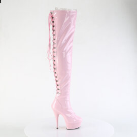 Pleaser DELIGHT-3063 Platform Overknee Boots Patent Pink EU-36 / US-6