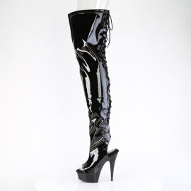Pleaser DELIGHT-4017 Platform Overknee Boots Patent Black EU-39 / US-9