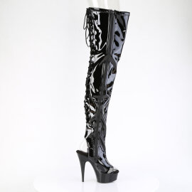 Pleaser DELIGHT-4017 Platform Overknee Boots Patent Black EU-40 / US-10
