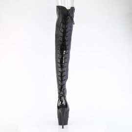 Pleaser DELIGHT-4019 Platform Overknee Boots Faux Leather Black EU-42 / US-12