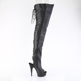 Pleaser DELIGHT-4019 Platform Overknee Boots Faux Leather Black EU-42 / US-12