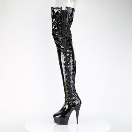 Pleaser DELIGHT-4050 Platform Overknee Boots Patent Black EU-42 / US-12