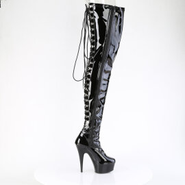 Pleaser DELIGHT-4063 Platform Overknee Boots Patent Black EU-35 / US-5