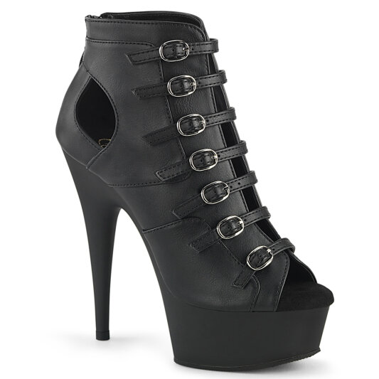 Pleaser DELIGHT-600-11 Platform Ankle Boots Faux Leather Black EU-35 / US-5