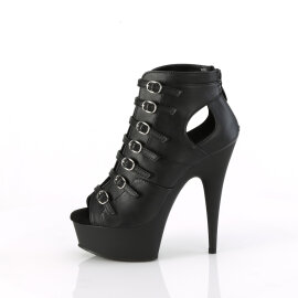 Pleaser DELIGHT-600-11 Platform Ankle Boots Faux Leather Black EU-35 / US-5