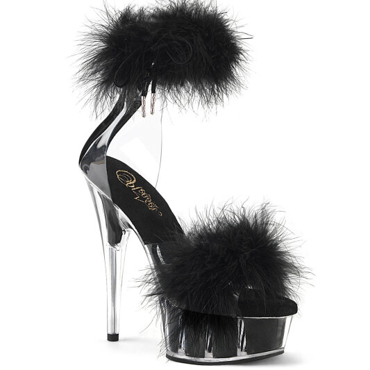 Pleaser DELIGHT-624F Platform Sandalettes Clear Black EU-35 / US-5