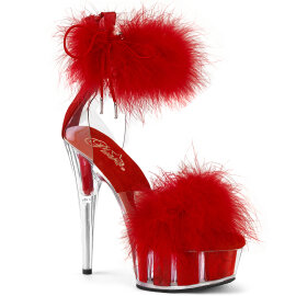 Pleaser DELIGHT-624F Platform Sandalettes Clear Red EU-36...