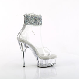 Pleaser DELIGHT-624RS-02 Platform Sandalettes Clear Rhinestones Transparent EU-38 / US-8