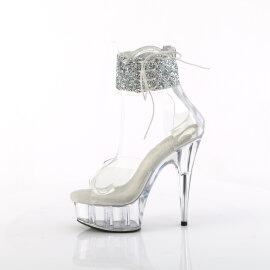 Pleaser DELIGHT-624RS-02 Platform Sandalettes Clear Rhinestones Transparent EU-39 / US-9