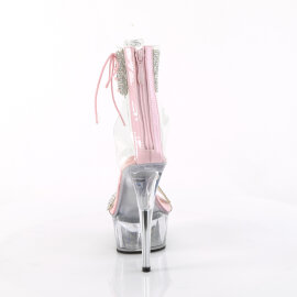 Pleaser DELIGHT-627RS Platform Sandalettes Clear Rhinestones Silver EU-37 / US-7