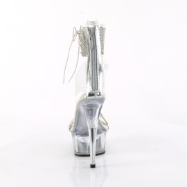Pleaser DELIGHT-627RS Platform Sandalettes Clear Rhinestones Transparent Silver EU-38 / US-8