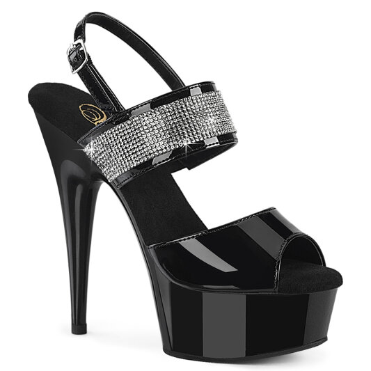Pleaser DELIGHT-639 Platform Sandalettes Patent Black EU-38 / US-8