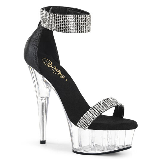 Pleaser DELIGHT-641 Platform Sandalettes Fabric Clear Black EU-35 / US-5