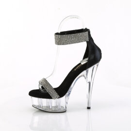 Pleaser DELIGHT-641 Platform Sandalettes Fabric Clear Black EU-35 / US-5