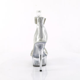 Pleaser DELIGHT-641 Platform Sandalettes Fabric Clear Silver EU-40 / US-10