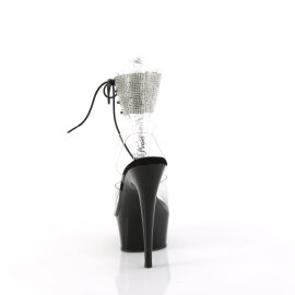 Pleaser DELIGHT-691-2RS Platform Sandalettes Clear Rhinestones Black EU-42 / US-12