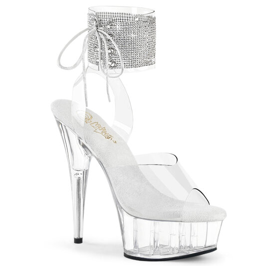 Pleaser DELIGHT-691-2RS Platform Sandalettes Clear Rhinestones Transparent EU-36 / US-6