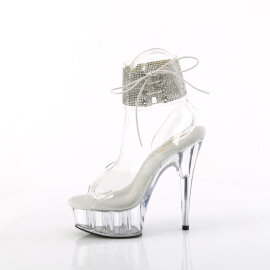 Pleaser DELIGHT-691-2RS Platform Sandalettes Clear Rhinestones Transparent EU-36 / US-6