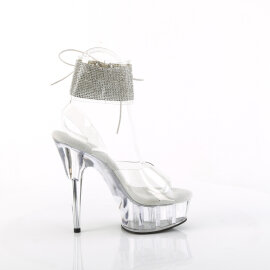 Pleaser DELIGHT-691-2RS Platform Sandalettes Clear Rhinestones Transparent EU-36 / US-6