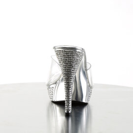 Fabulicious ELEGANT-401 Platform Mules Chrome Clear Silver EU-39 / US-9